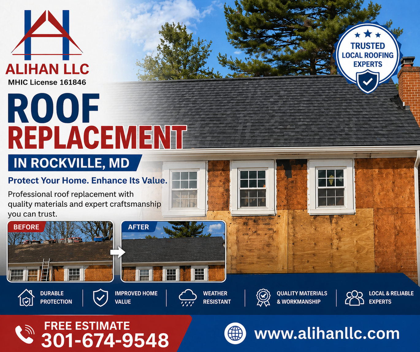 Roof replacement in Rockville, MD
