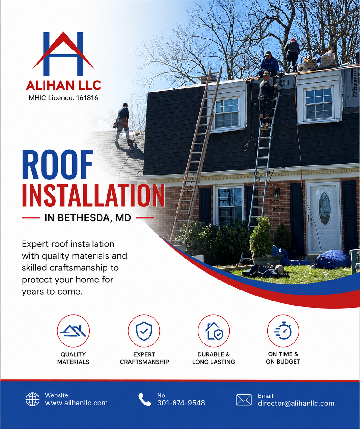 New roof installation in Bethesda, MD